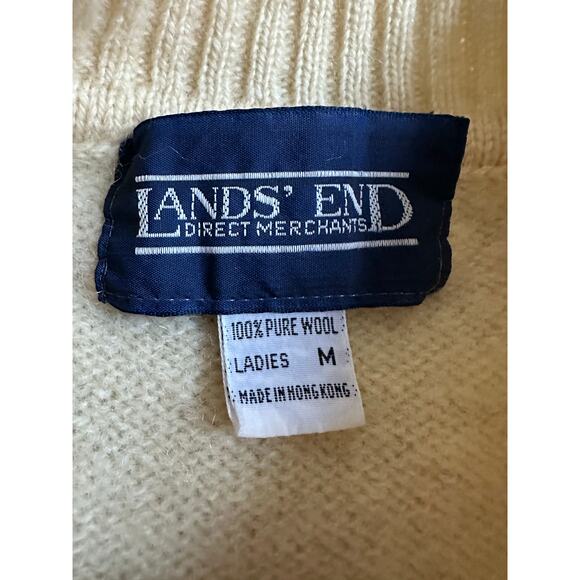 Vintage Lands End Sweater Women’s Sz S,M 100% Pure Wool Yellow monogram EKM - Picture 6 of 13